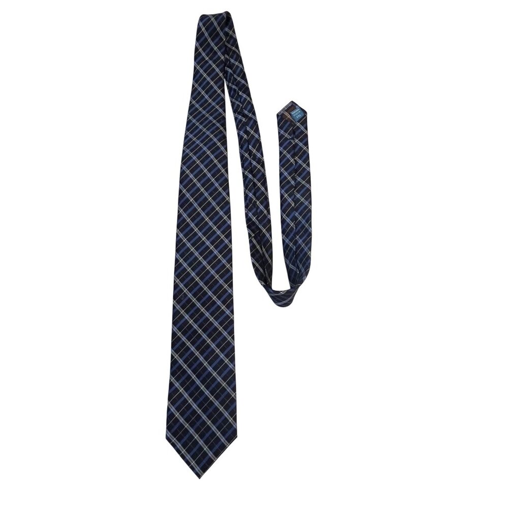 Haines & Bonner of London Blue Plaid Silk Neck Tie Classic Business Tie